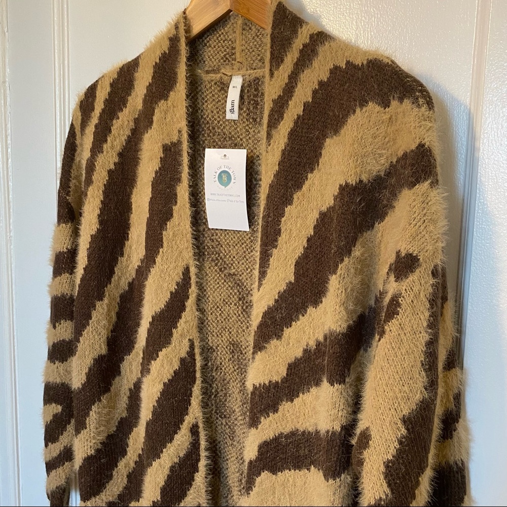 Zebra Print Fuzzy Cardigan NWT Soft Cozy Animal Print Sweater Open Front